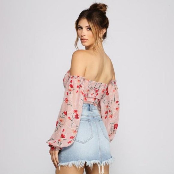 SWEET AND CHIC FLORAL CHIFFON BODYSUIT - Picture 2 of 4